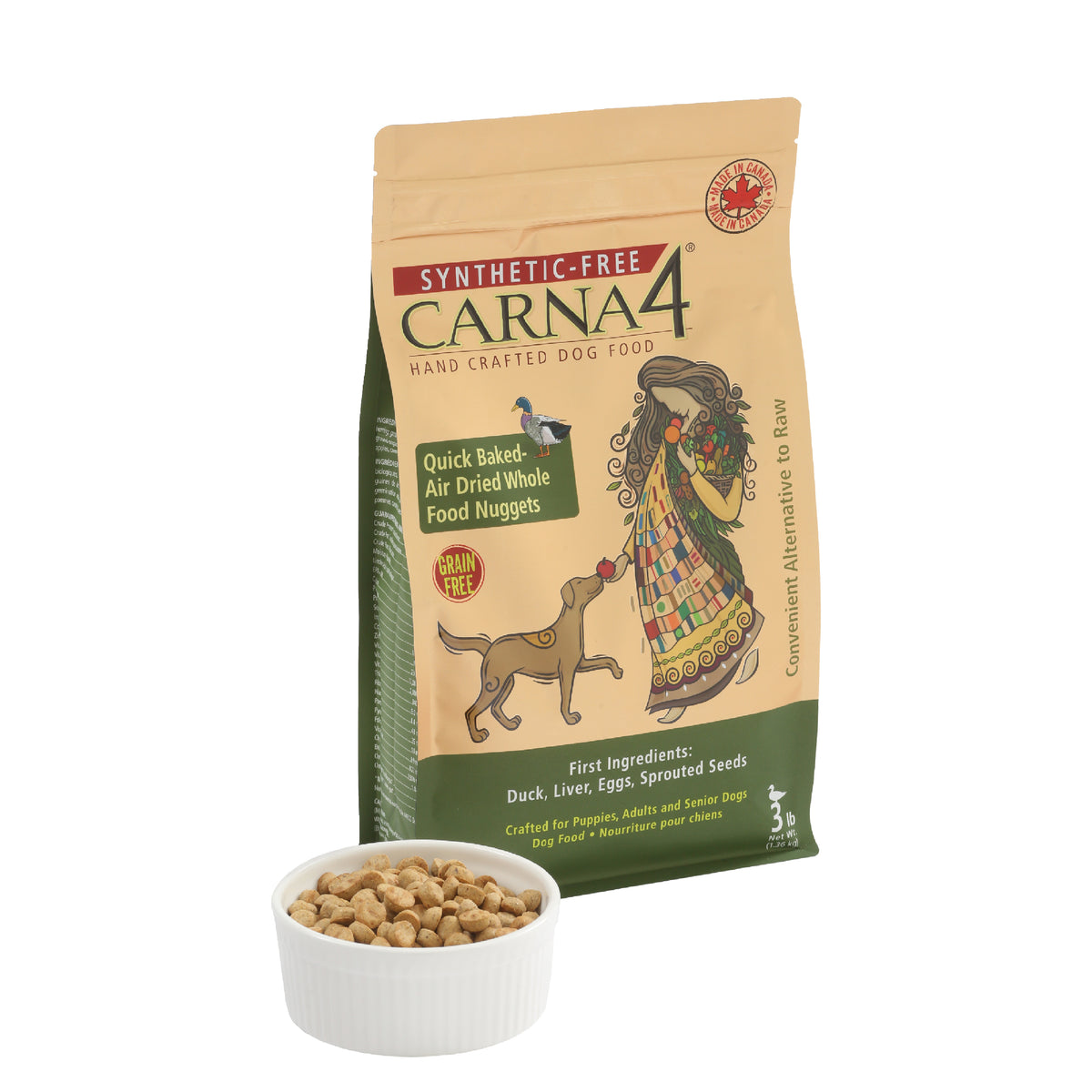 Carna4 Quick Baked Air Dried Grain Free Duck Dry Dog Food