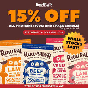 Clearance - Raw Rawr Freeze Dried Balanced Diet - Beef & Mackerel 3 x 400g Bundle