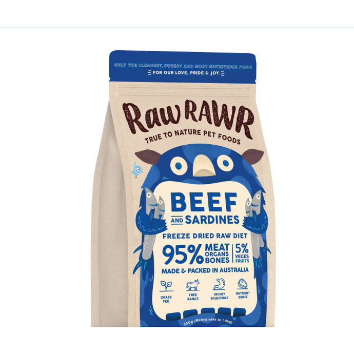 Raw Rawr - Freeze Dried Beef & Sardines 350g