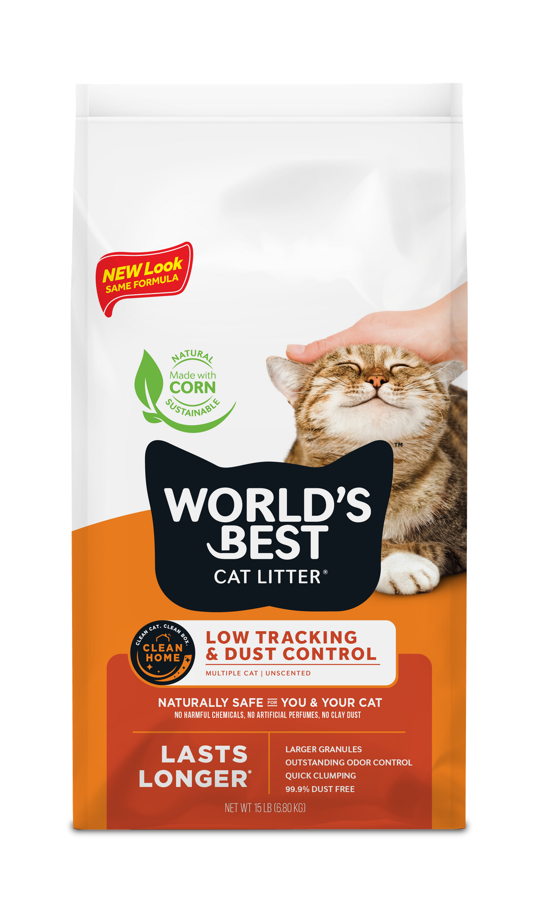 World's Best Multiple Cat Clumping Cat Litter - Low Tracking & Dust Control Unscented